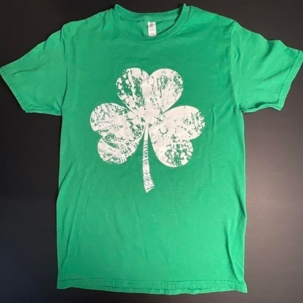 Savannah Georgia Lucky Shirt with clover Small Retro green and white - Picture 4 of 6